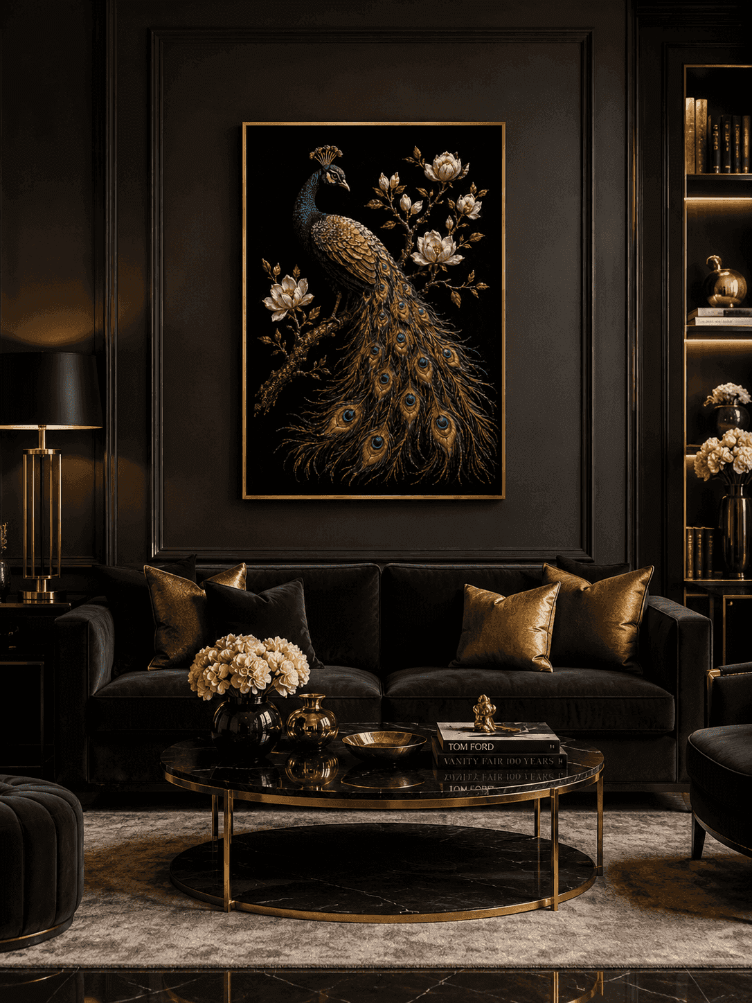 Royal Peacock - Embroidered Peacock Wall Art — embroidered wall art by Dectorre