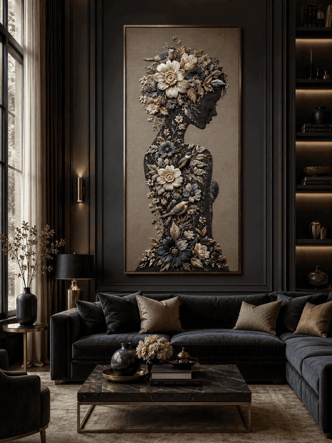 Floral Muse - Embroidered Woman Wall Art — embroidered wall art by Dectorre