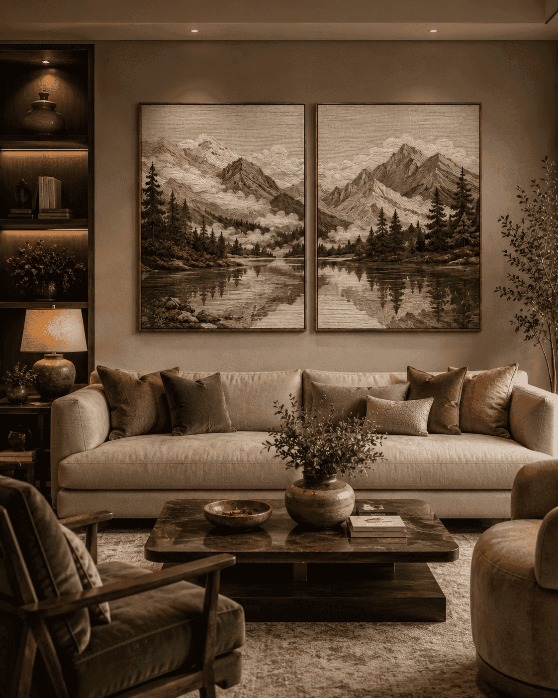 Alpine Reflection Wall Decor Set — embroidered wall art by Dectorre