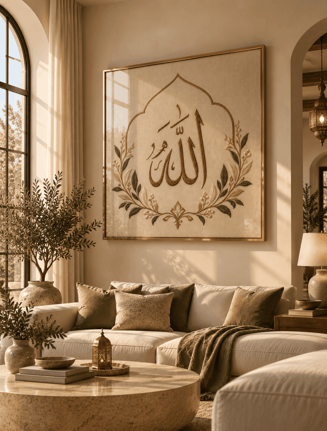 Elegant Allah Calligraphy Embroidery Wall Art — detail view 3