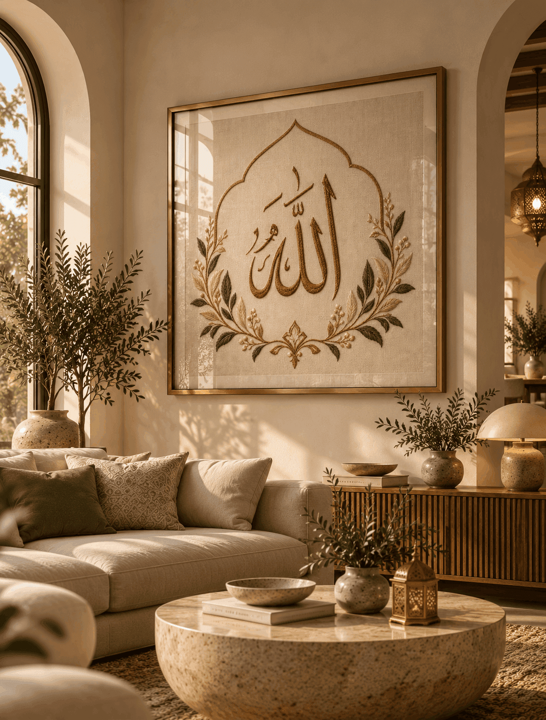 Elegant Allah Calligraphy Embroidery Wall Art — detail view 2