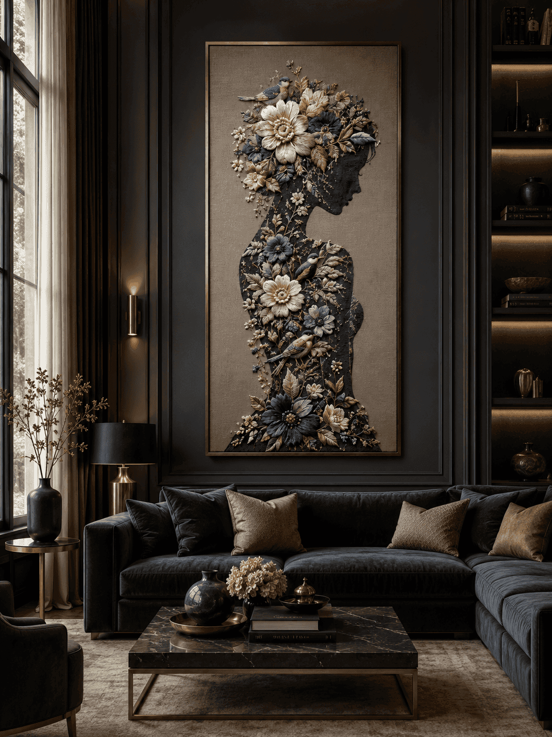 Floral Muse - Embroidered Woman Wall Art — embroidered wall art by Dectorre
