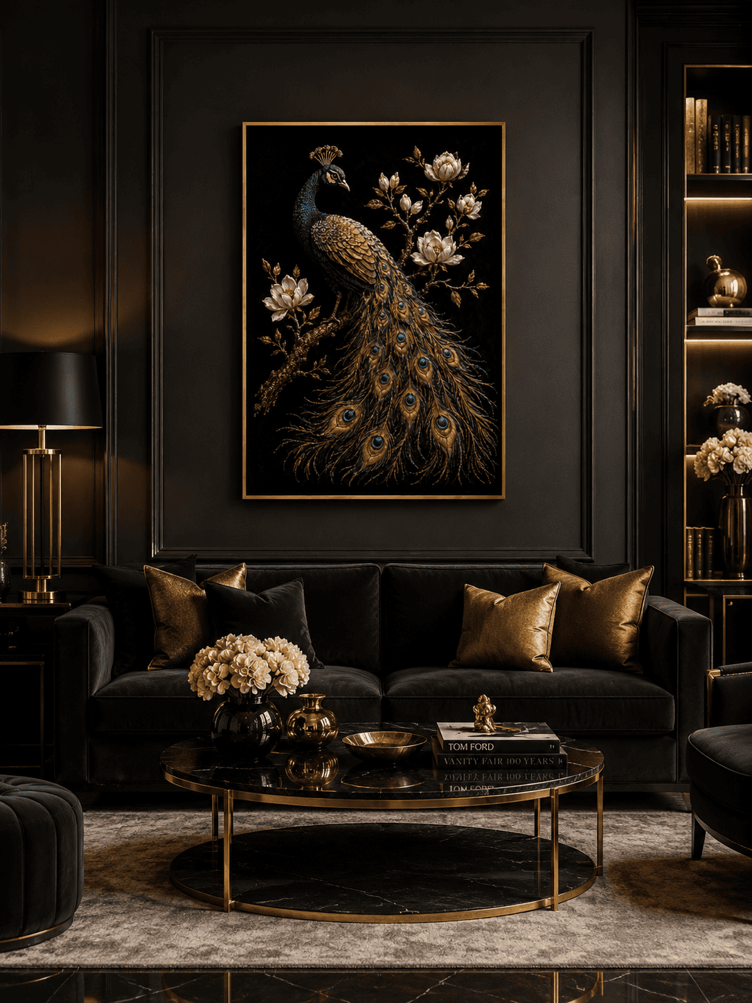 Royal Peacock - Embroidered Peacock Wall Art — embroidered wall art by Dectorre