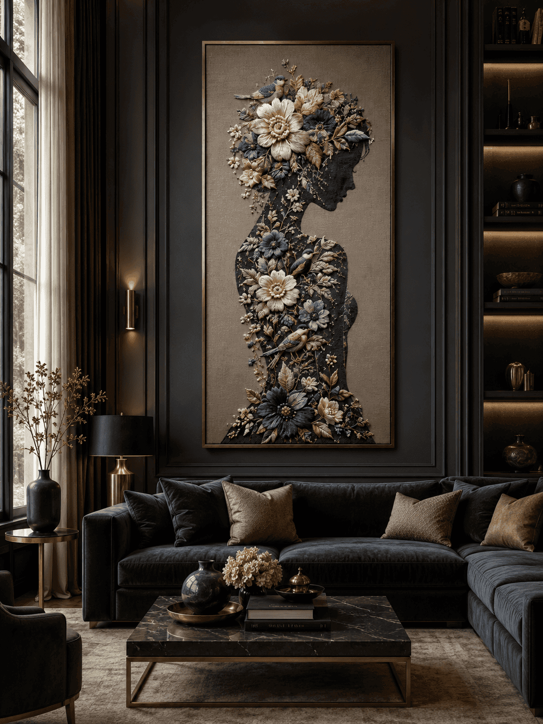 Floral Muse - Embroidered Woman Wall Art — embroidered wall art by Dectorre