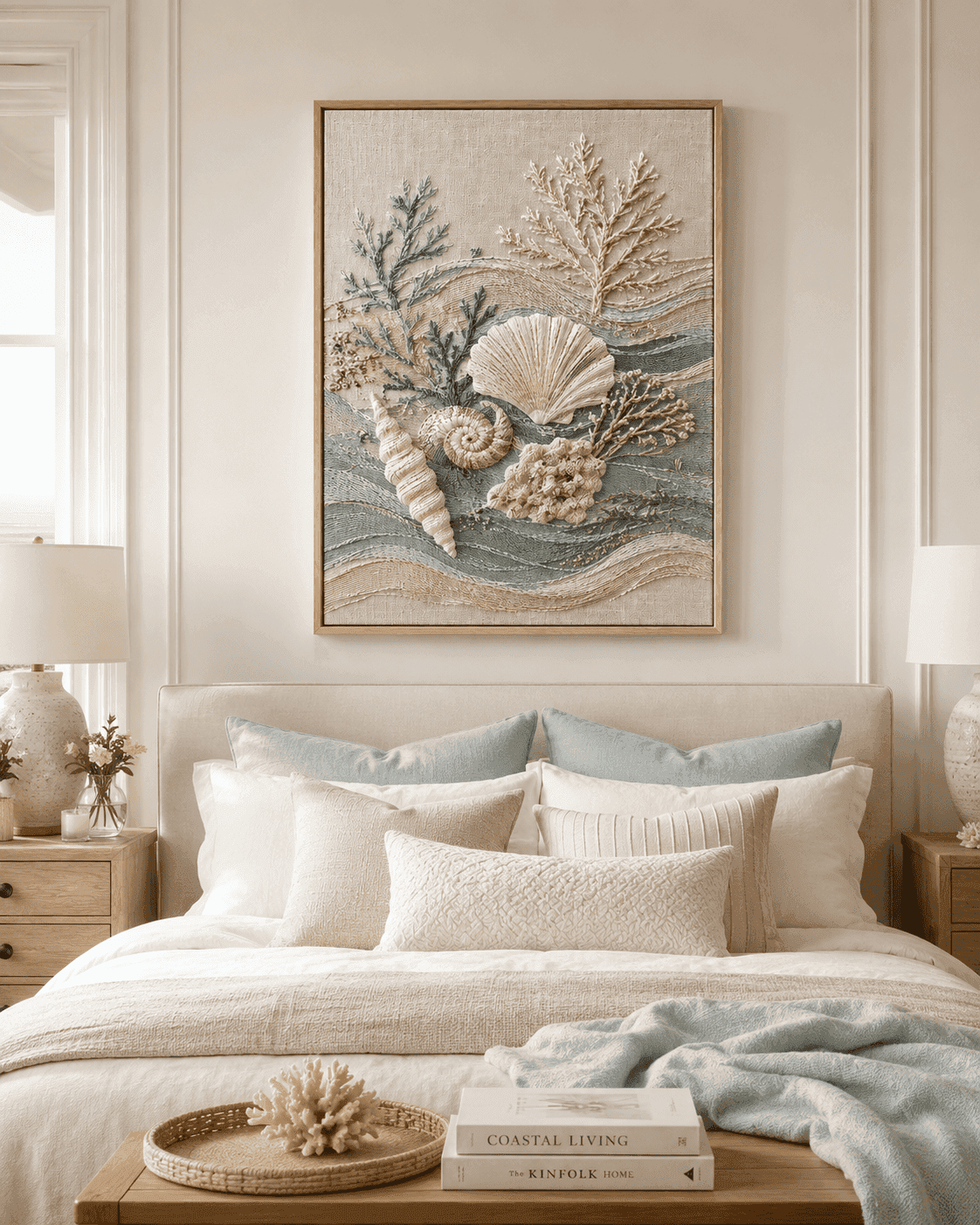 Coastal Harmony - Embroidered Seashell Wall Art Coastal Harmony - Embroidered Seashell Wall Art — embroidered wall art by Dectorre