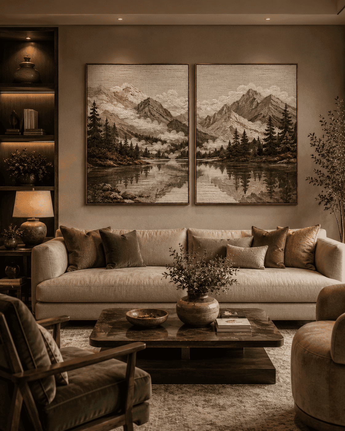 Alpine Reflection Wall Decor Set — embroidered wall art by Dectorre